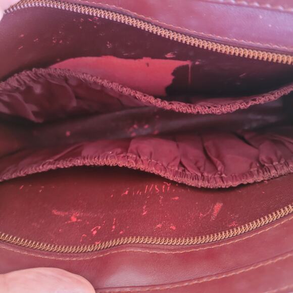 Cartier Must Line Vintage Wristlet Clutch Bordeaux Red Leather Zip Bag Unisex - Picture 5 of 12